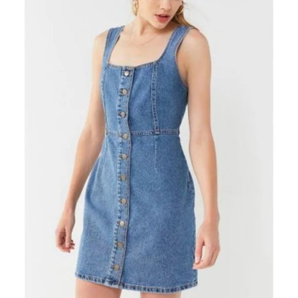 UO Button-Down Denim Mini Dress - 6 - Picture 2 of 11